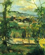 Dorf hinter den Baumen, Ile de France Paul Cezanne